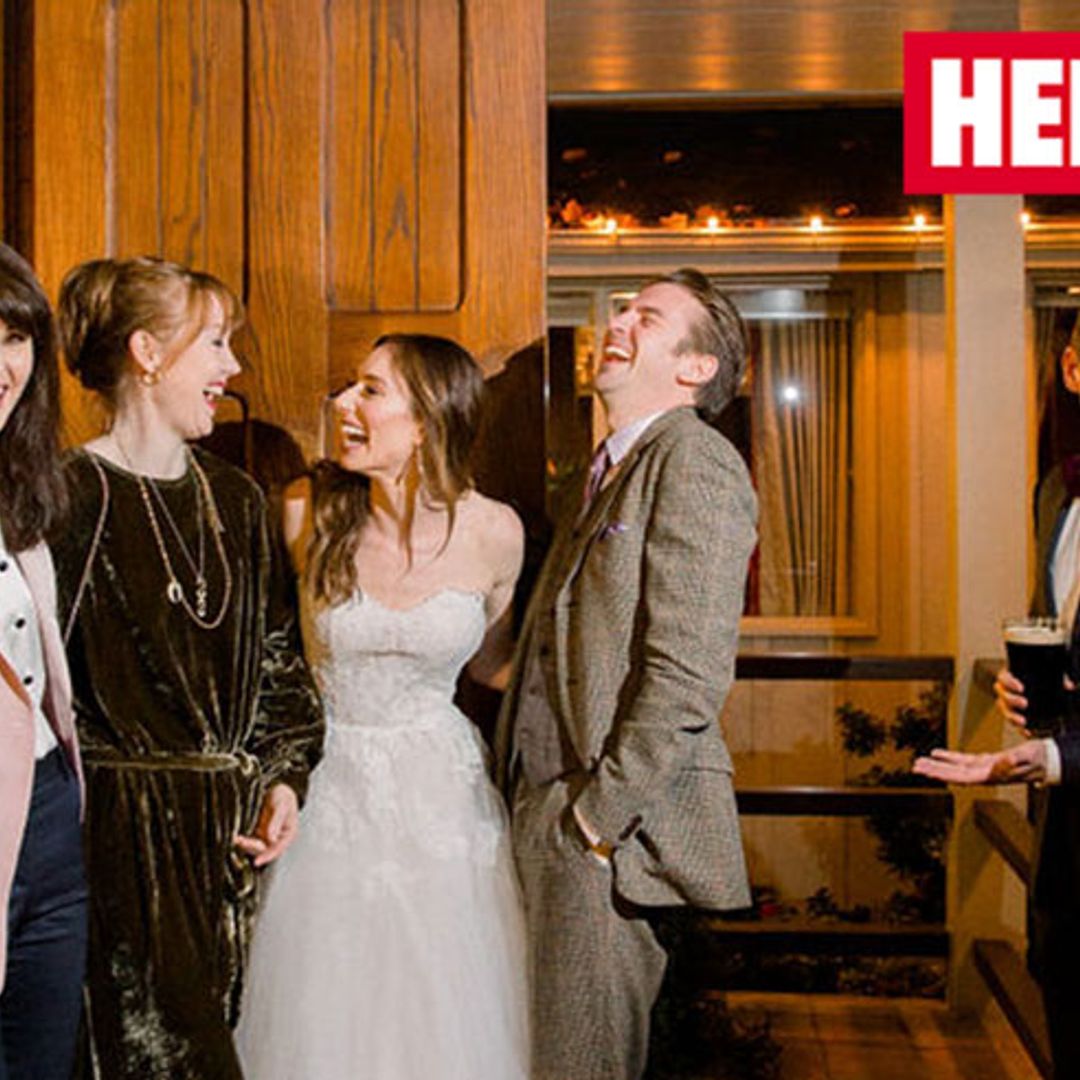 Exclusive: Downton Abbey's Allen Leech surrounded by co-stars on wedding day