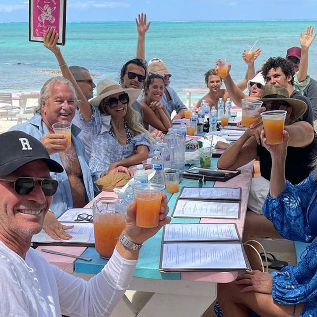 Christie Brinkley forced to defend her large gathering of friends whilst in the Caribbean