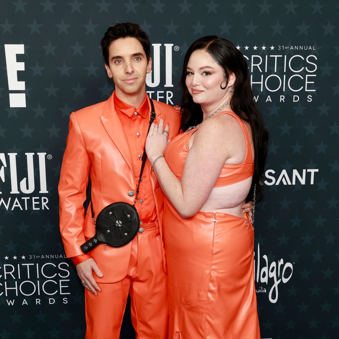 Paul W. Downs and Megan Stalter attend the 31st Annual Critics Choice Awards at Barker Hangar on January 04, 2026 in Santa Monica, California.