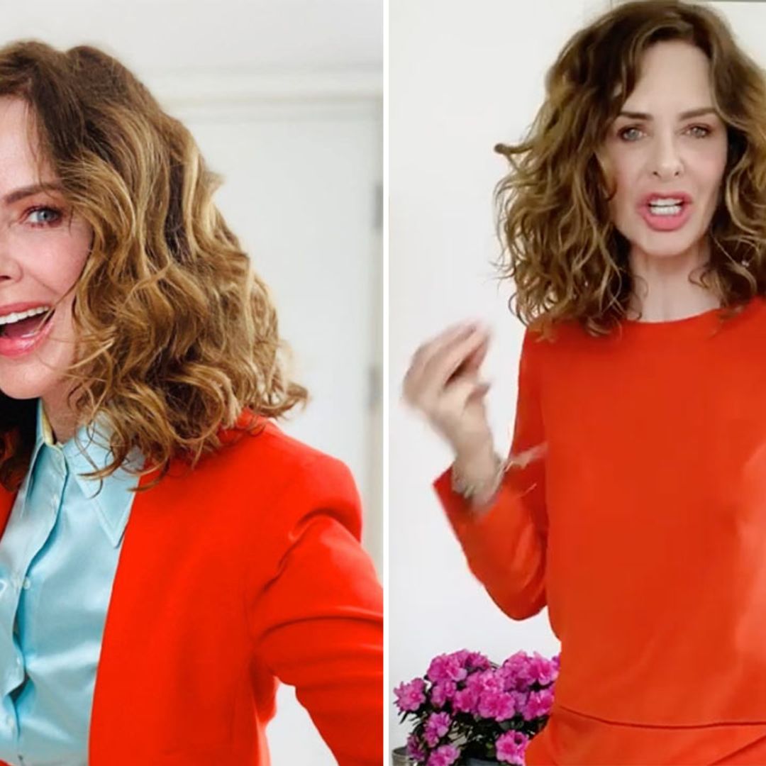 Trinny Woodall teams her Victoria Beckham trousers with a Zara blazer and she looks incredible