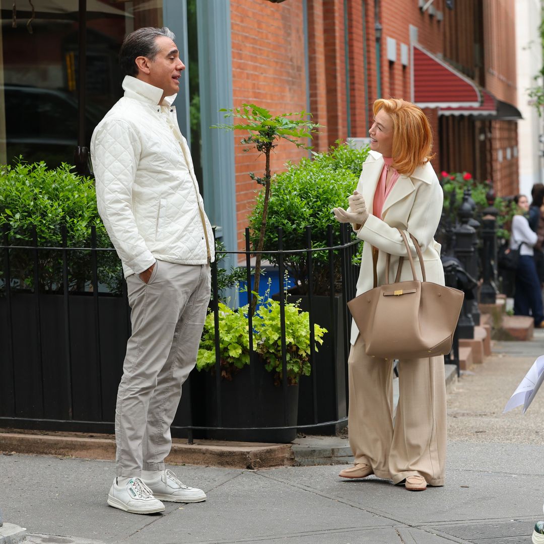 Bobby Cannavale and Renee Zellweger are seen on the set of "Only Murders in the Building" in Brooklyn, NY on May 13, 2025 in New York City