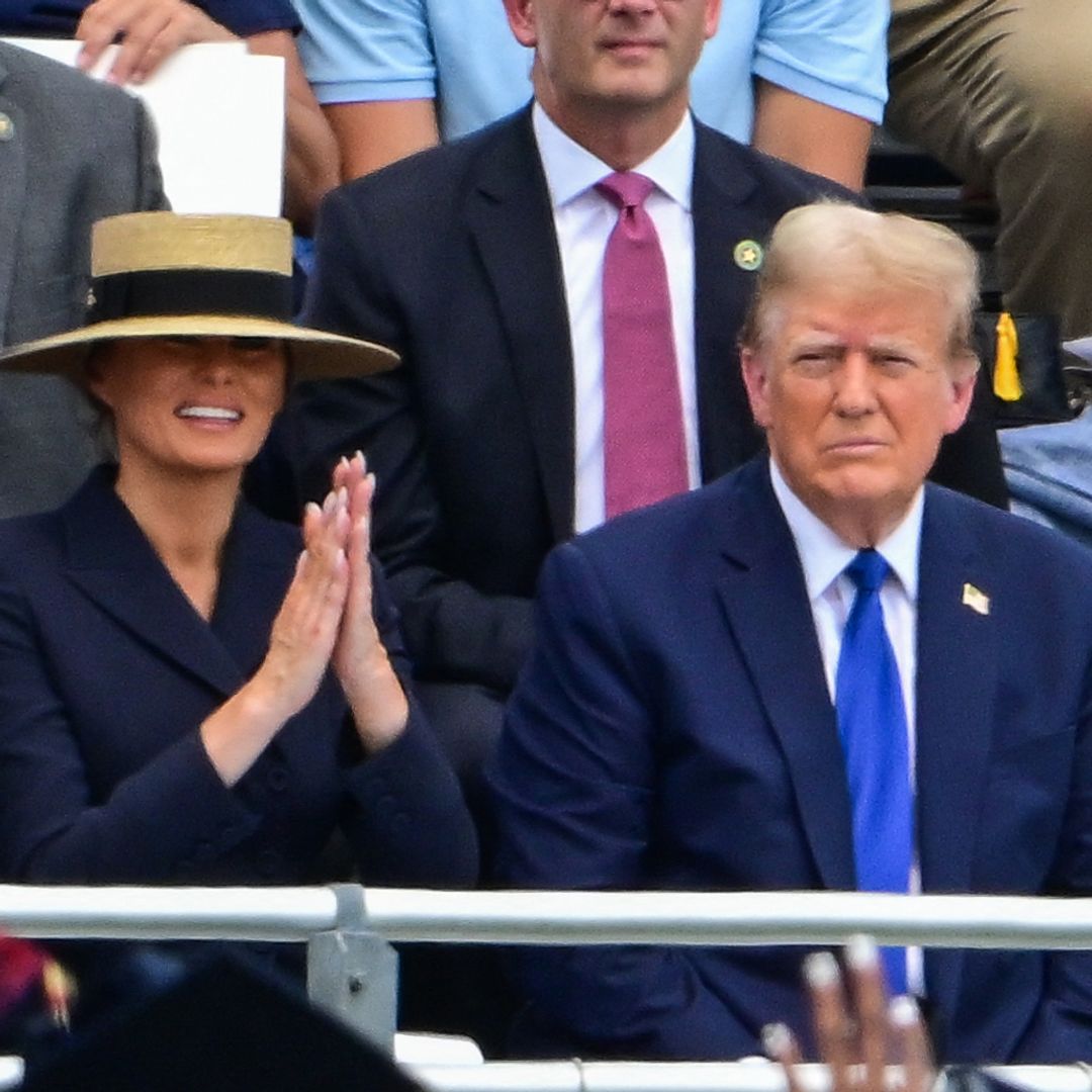 Melania Trump can't stop smiling as she cheers on Barron Trump, 18, during graduation