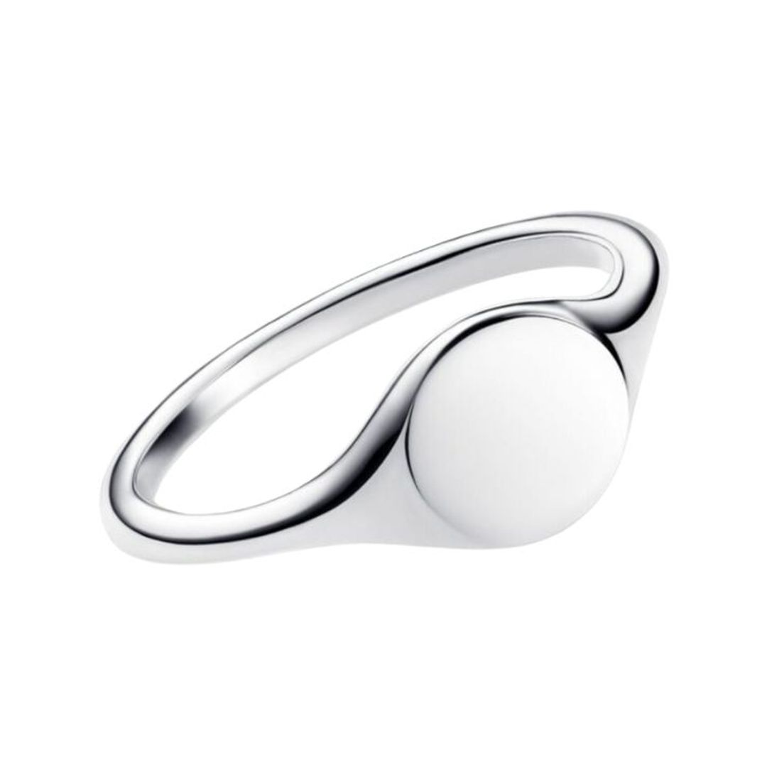 Silver circular signet ring 