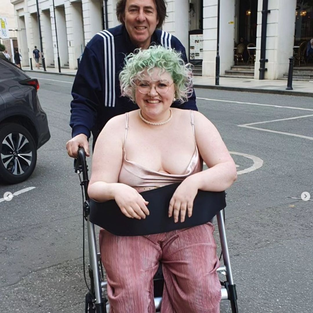 Jonathan Ross pushes daughter Betty in a wheelchair following exciting milestone