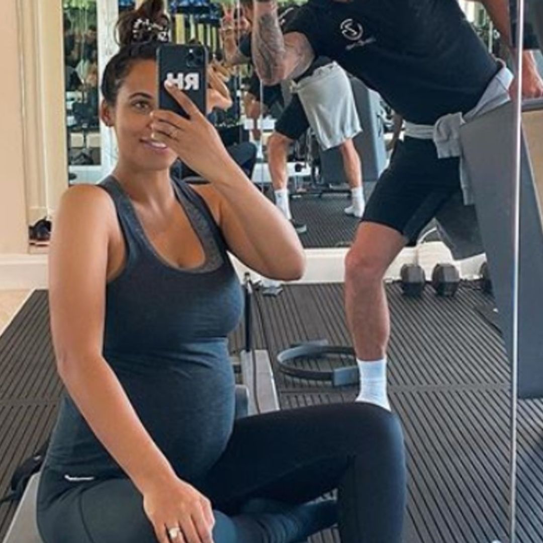 Rochelle Humes shows off very neat baby bump in gym kit
