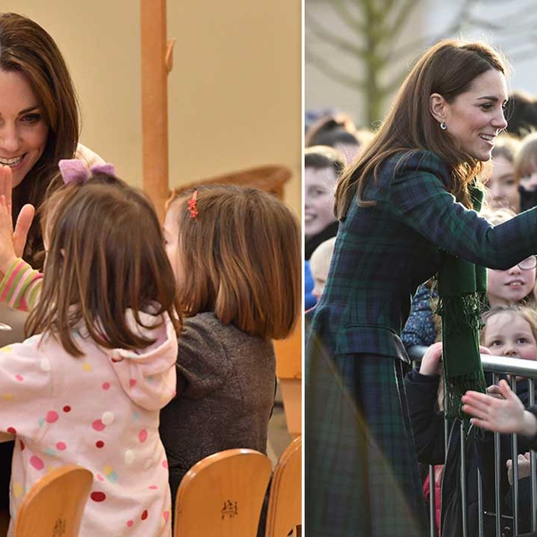 Duchess Kate loves a high five - her sweetest greetings with children over the years