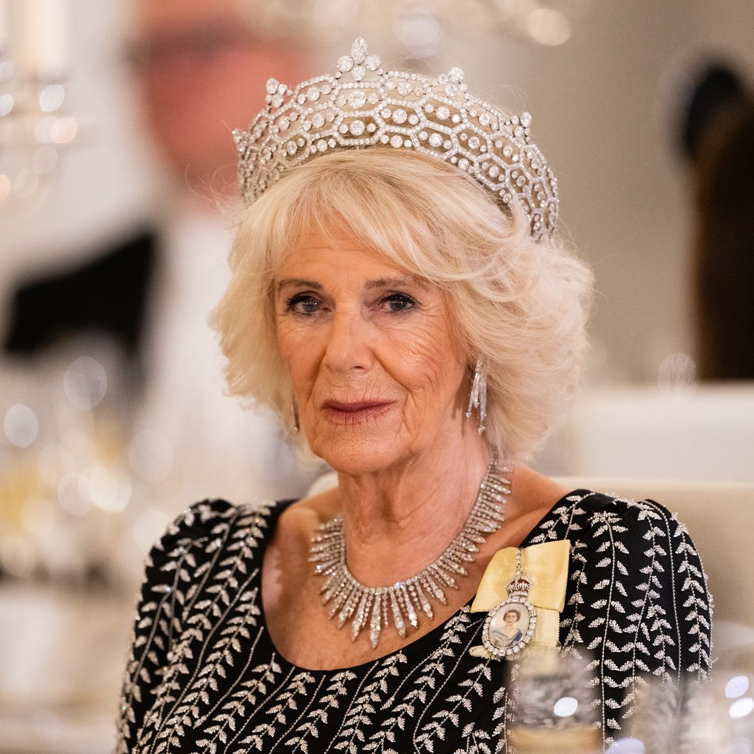 Queen Camilla's metallic gown and glittering serpent necklace was one of her most daring looks