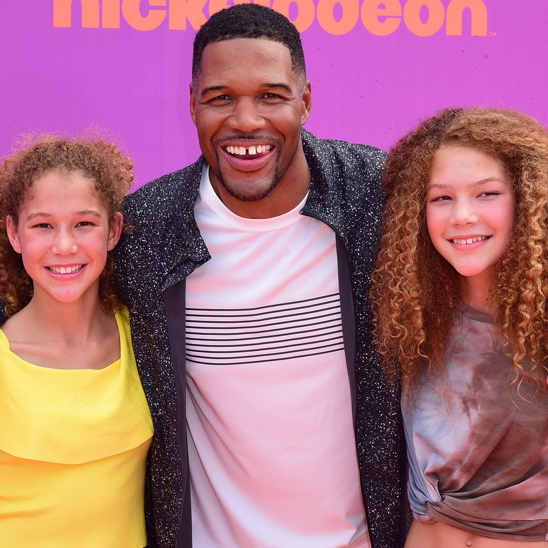 TV personality Michael Strahan (C) with Sophia Strahan (L) and Isabella Strahan (R) attend Nickelodeon Kids' Choice Sports Awards 2017 at Pauley Pavilion on July 13, 2017 in Los Angeles, California