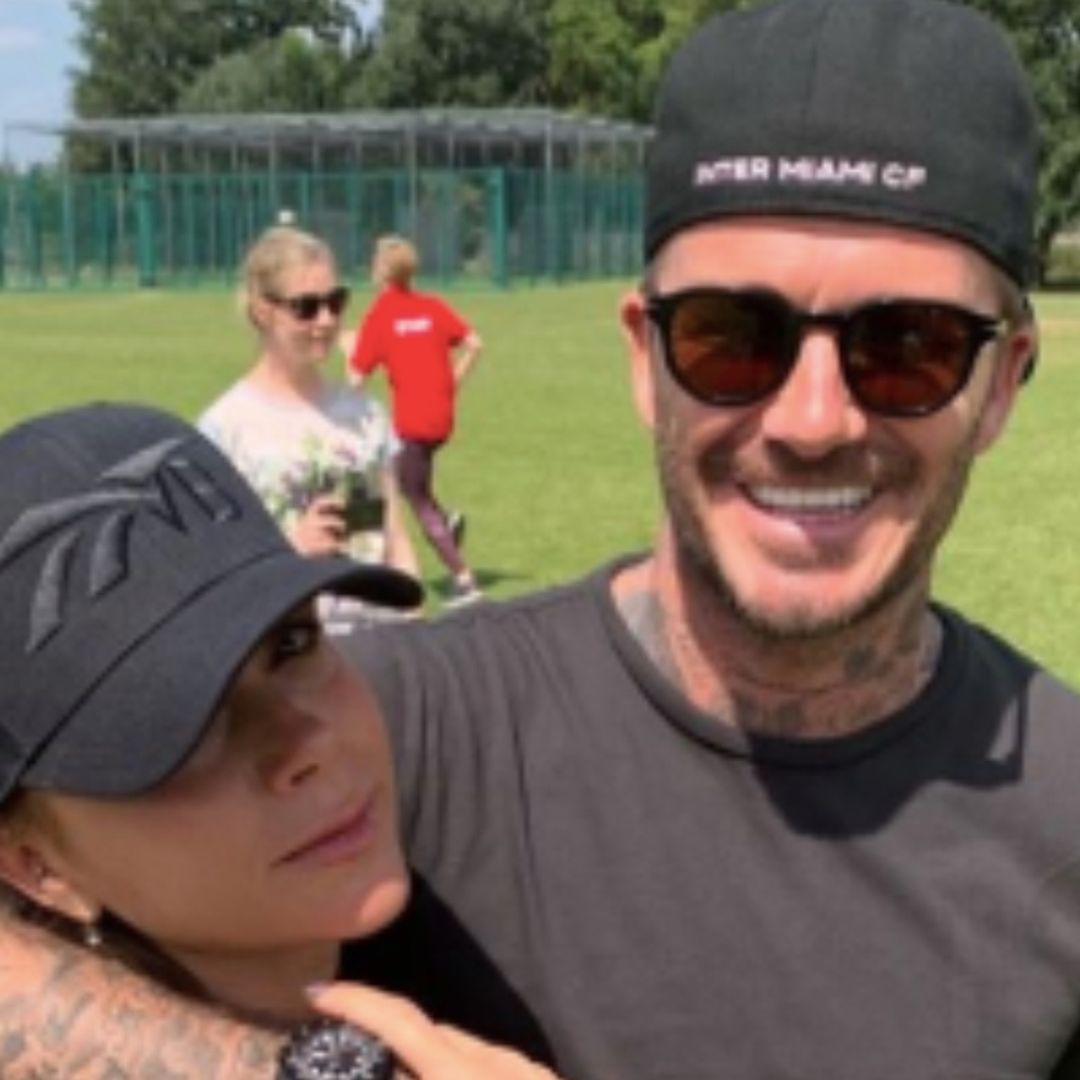 Victoria Beckham celebrates as Harper comes 1st place at school sports day 