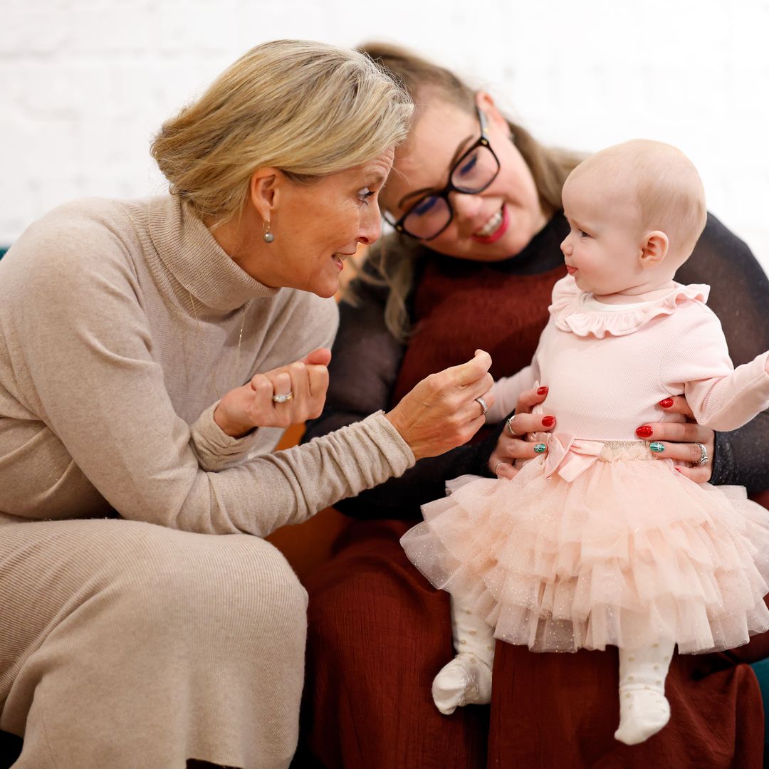 Duchess Sophie coos over babies and praises volunteers during charity outing