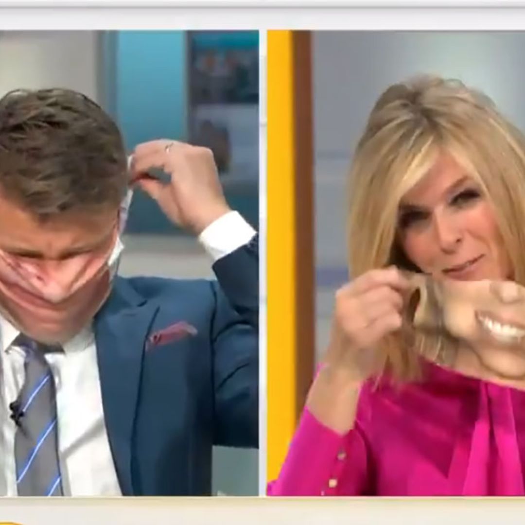 GMB's Ben Shephard and Kate Garraway get the giggles as they show off their personalised face masks