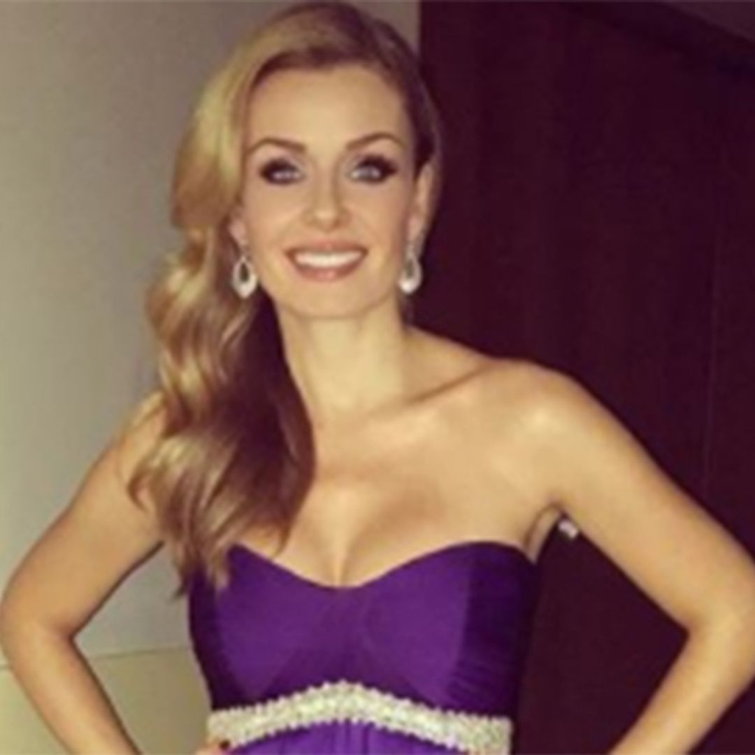 Katherine Jenkins shows off blossoming baby bump in purple gown