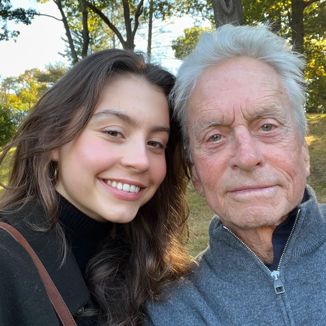 Michael Douglas and Carys Douglas pose for a selfie while at Brown University, shared on Instagram