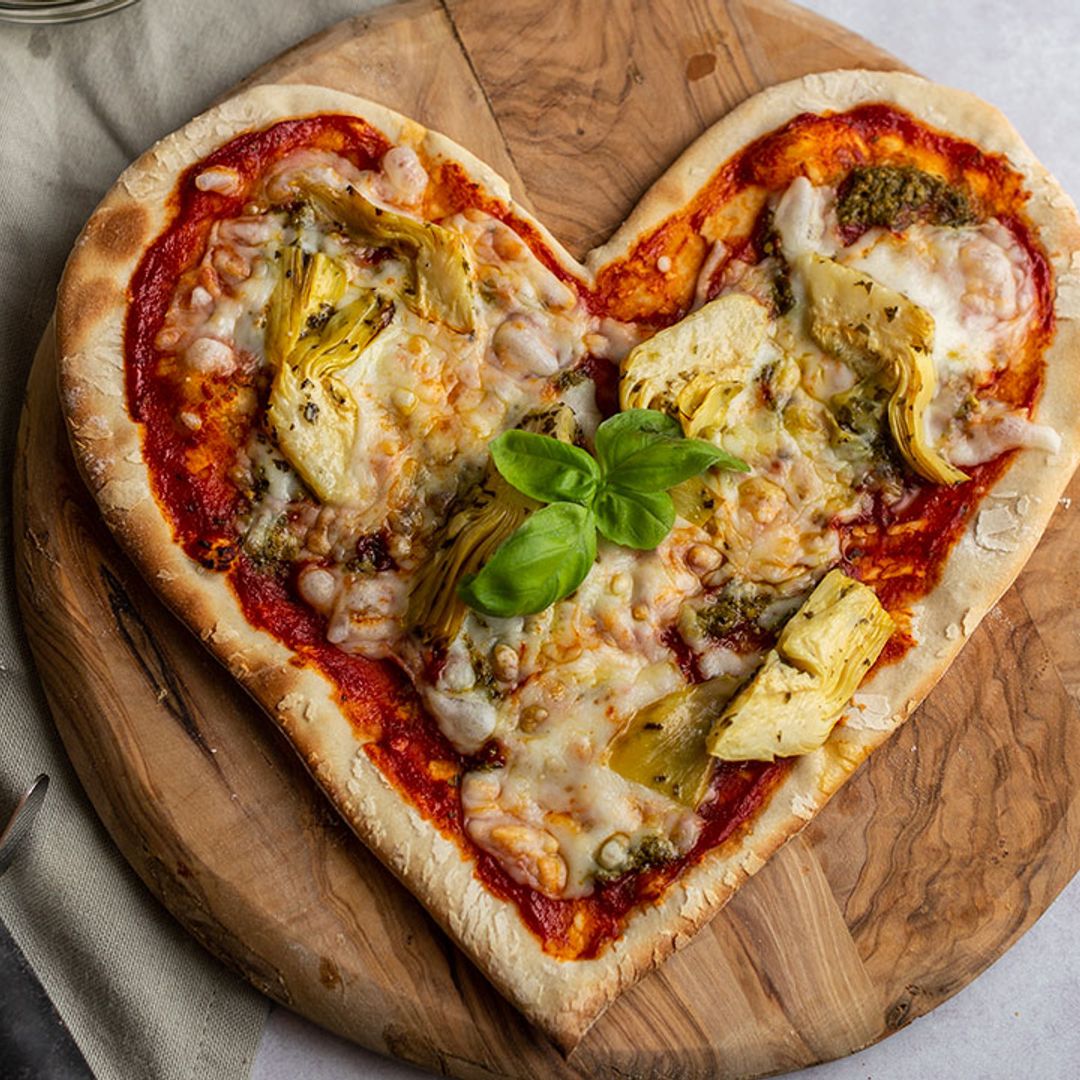 This heart-shaped vegan pesto pizza is the perfect Valentine's recipe