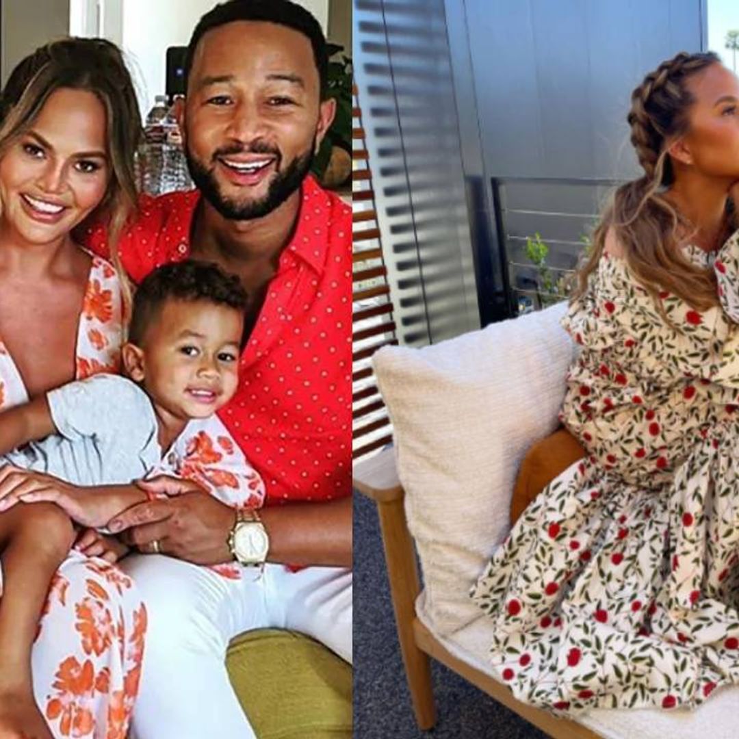 Chrissy Teigen had the most adorable picnic with her children in matching mommy and me floral dresses