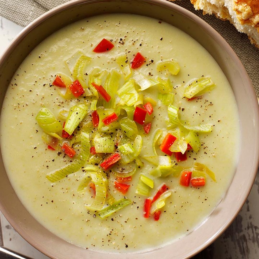 You need to try this coconut-based leek and cauliflower soup - a twist on an English classic