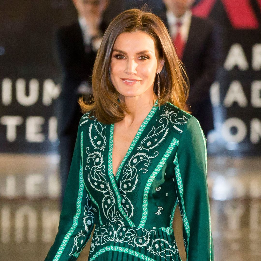 Queen Letizia is a goddess in green in spring-worthy dress