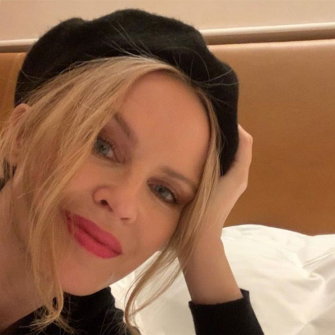 Kylie Minogue stuns in silver mini dress in very rare photo with boyfriend Paul Solomons