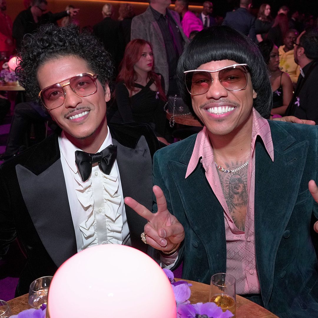 Bruno Mars and Anderson .Paak of Silk Sonic attend the 64th Annual GRAMMY Awards at MGM Grand Garden Arena on April 03, 2022 in Las Vegas, Nevada