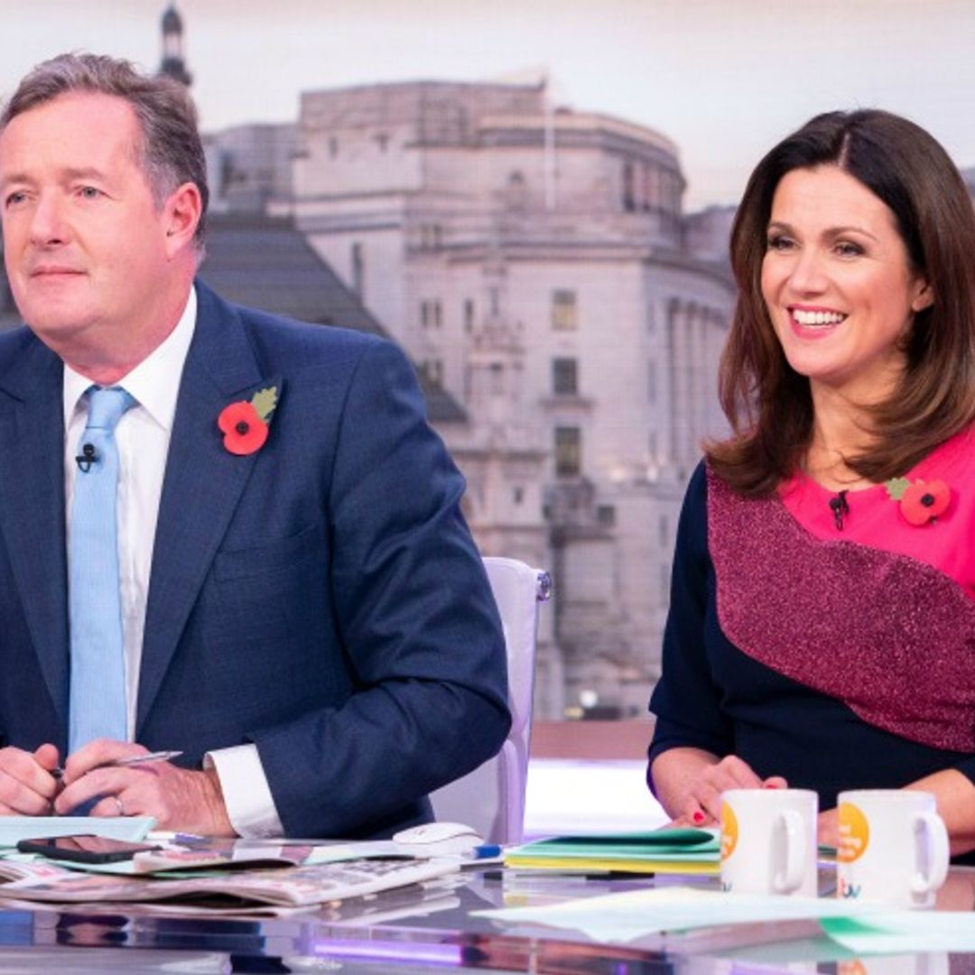 Susanna Reid brings the Monday sparkle in daring pink and navy dress