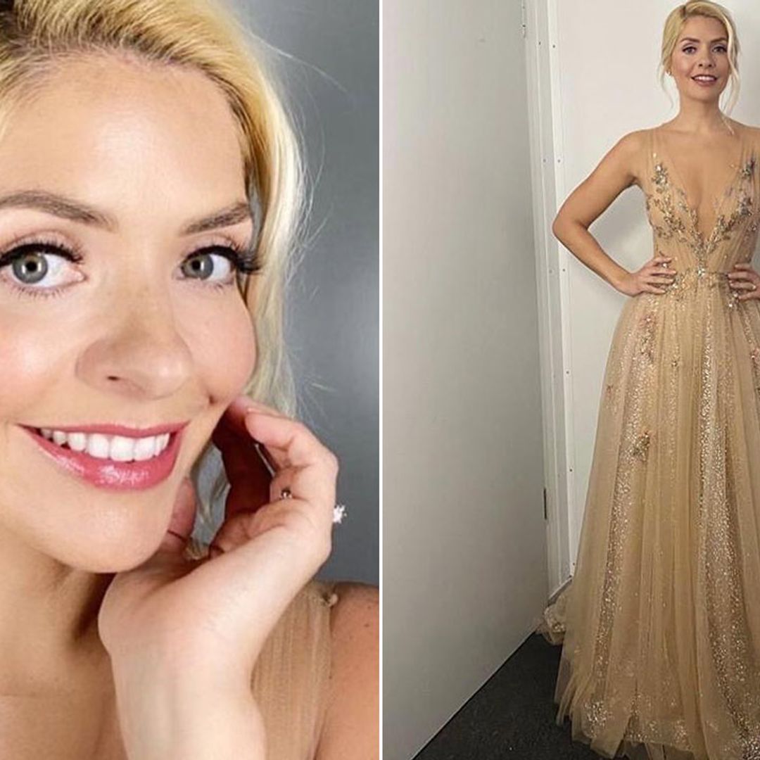 Holly Willoughby turns heads in a sheer gold bridal gown on Dancing on Ice