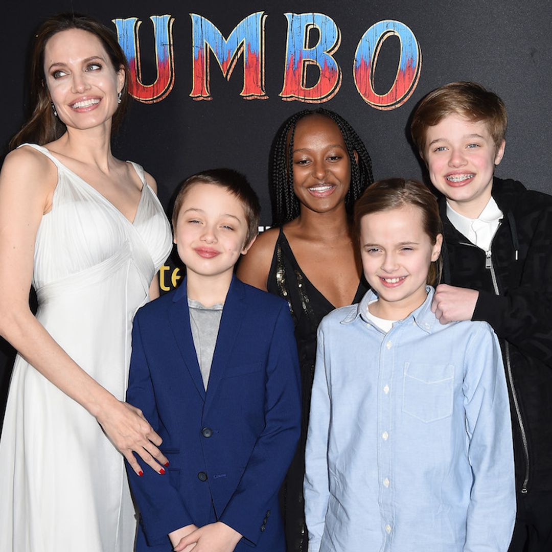 Angelina Jolie wows in white chiffon gown for Dumbo premiere - with kids Zahara, Shiloh, Knox and Vivienne by her side