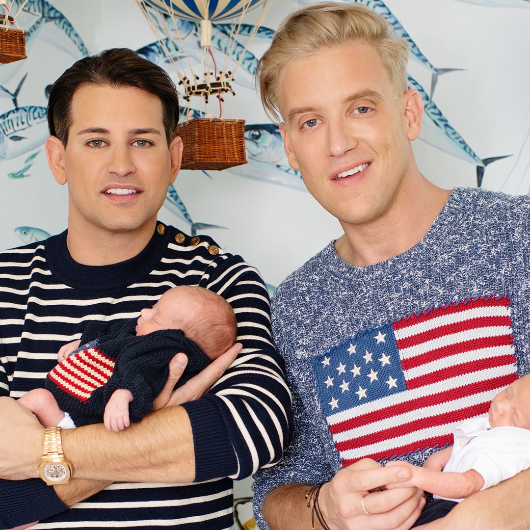 Ollie Locke and Gareth introduce twin babies to HELLO! in first photoshoot