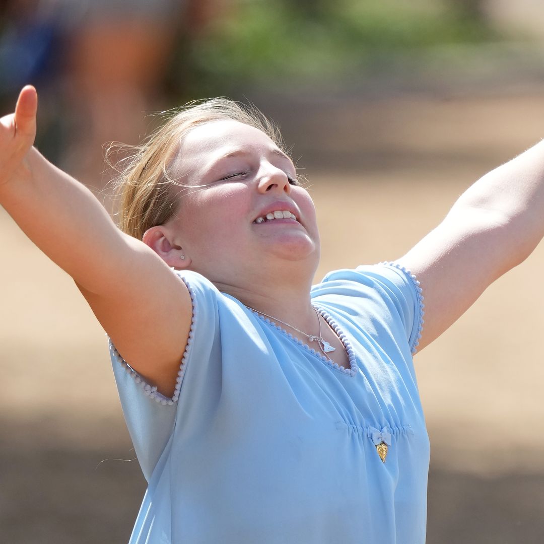 Exclusive: Zara Tindall's daughter Mia 'jumps for joy' during family day out