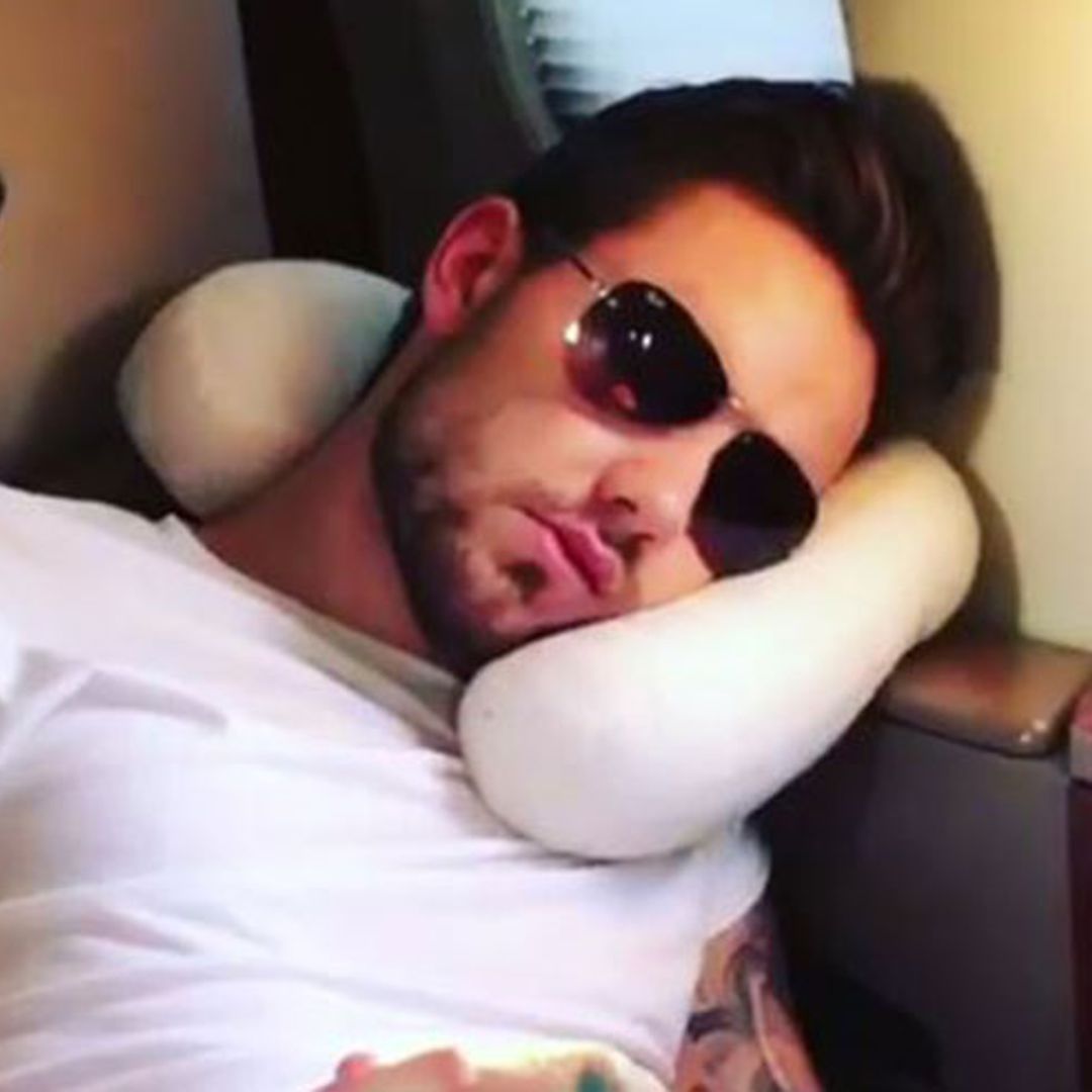 Liam Payne shows off his funny side on private plane after leaving Cheryl and baby Bear at home