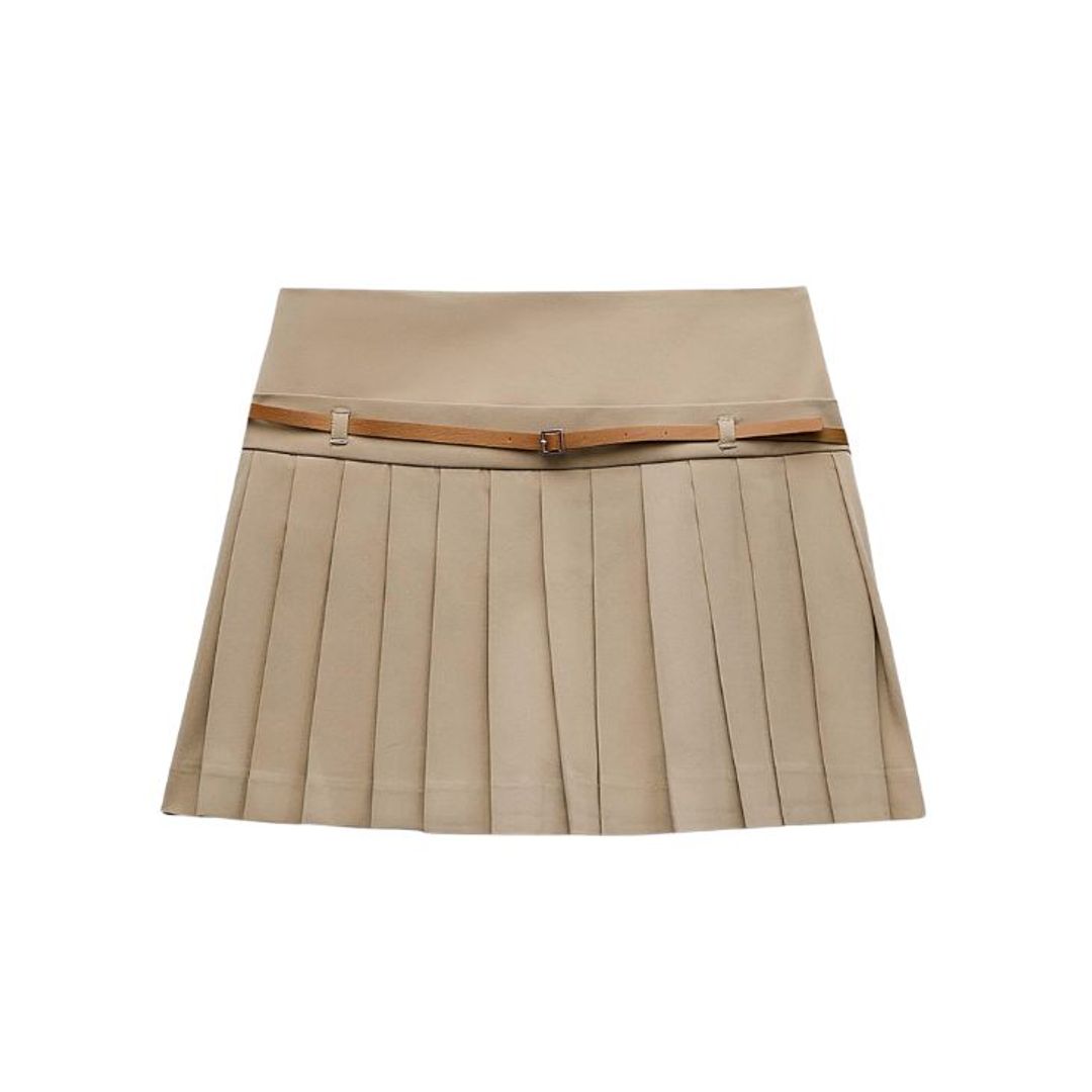 Zara beige pleated skirt 