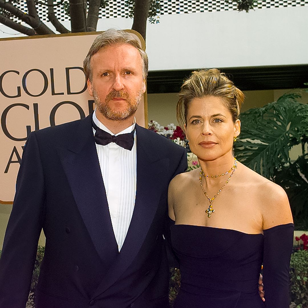 James Cameron and Linda Hamilton arrive at the 55th Annual Golden Globes Awards Show, January 18, 1998 in Beverly Hills, California