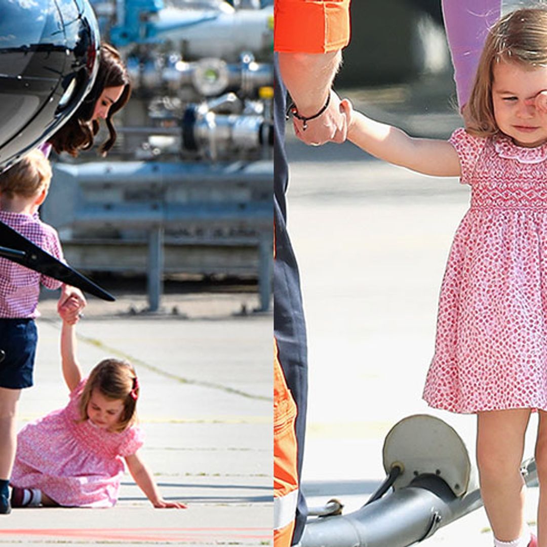Princess Charlotte breaks down in tears after taking a tumble on royal tour - see pictures