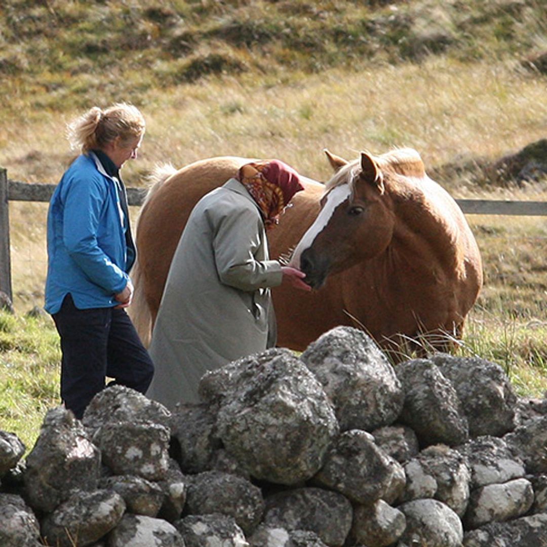 The Queen pays low-key visit to her beloved horses at Balmoral – see the sweet photos