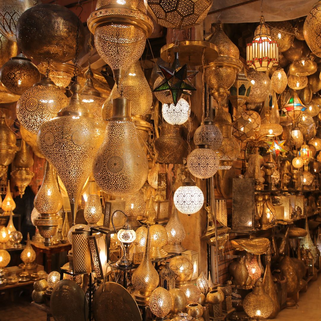 Lanterns in a shop in Marrakech, Morocco