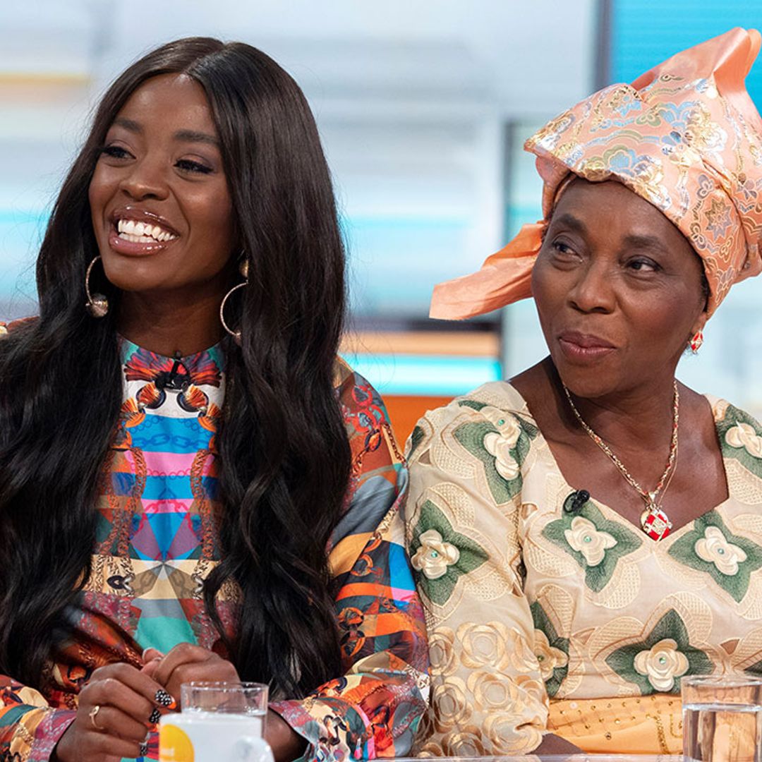 AJ Odudu is all smiles as she reunites with mum after being forced to withdraw from Strictly final