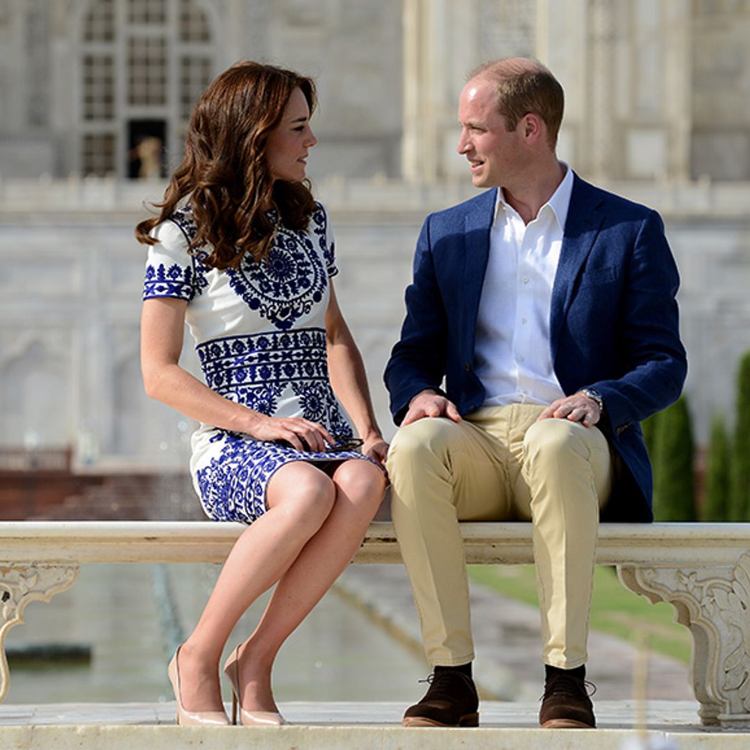 Prince William and Kate recreate same pose as Princess Diana on bench in front of Taj Mahal