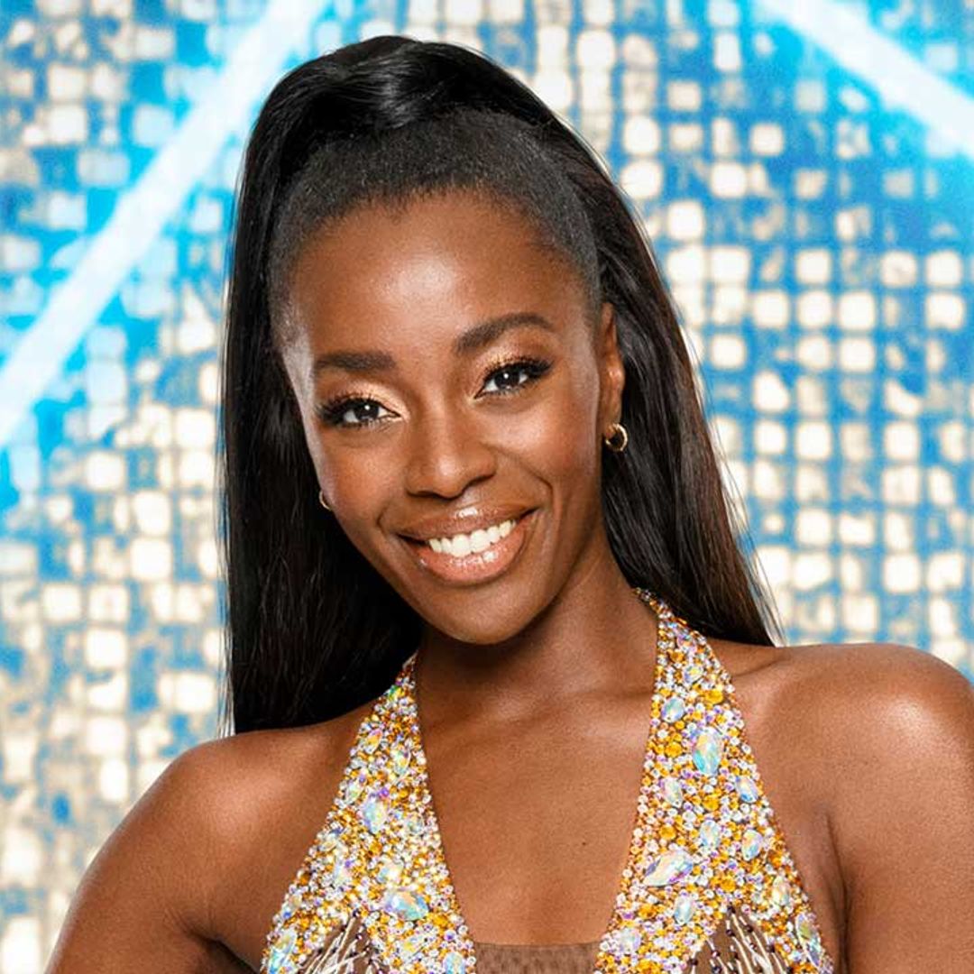 Strictly's AJ Odudu stuns in thigh-split dress during emotional appearance after shock exit