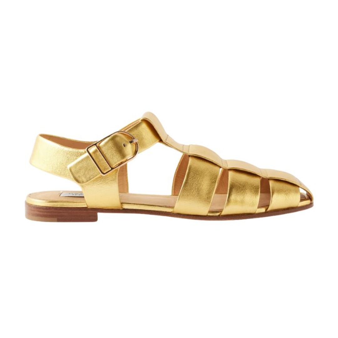 Gold caged Fisherman sandals