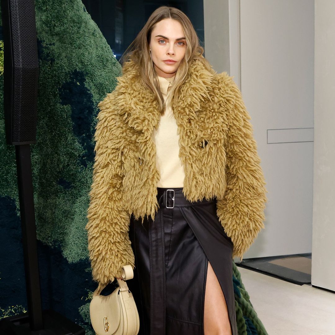 Cara Delevingne goes hell for leather at Burberry bash