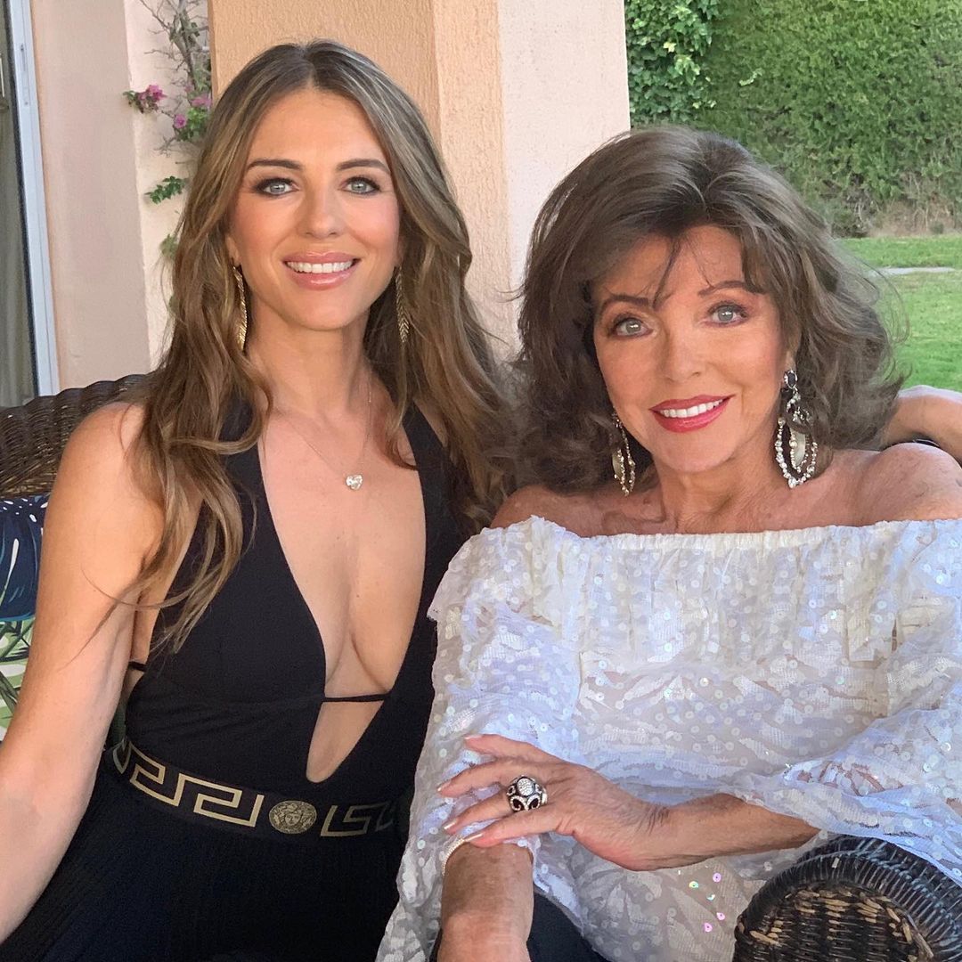 Joan Collins, 90, and Elizabeth Hurley, 58, dance in fun video taken during glam lunch date