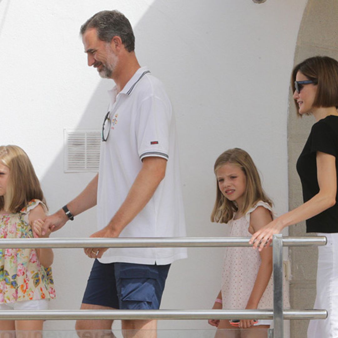 King Felipe of Spain and daughters Sofia and Leonor wear matching shoes