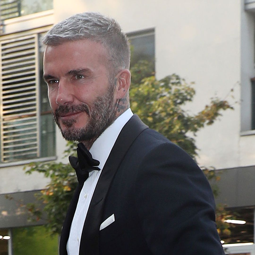 David Beckham shows off his suit for Brooklyn's wedding to Nicola Peltz and WOW