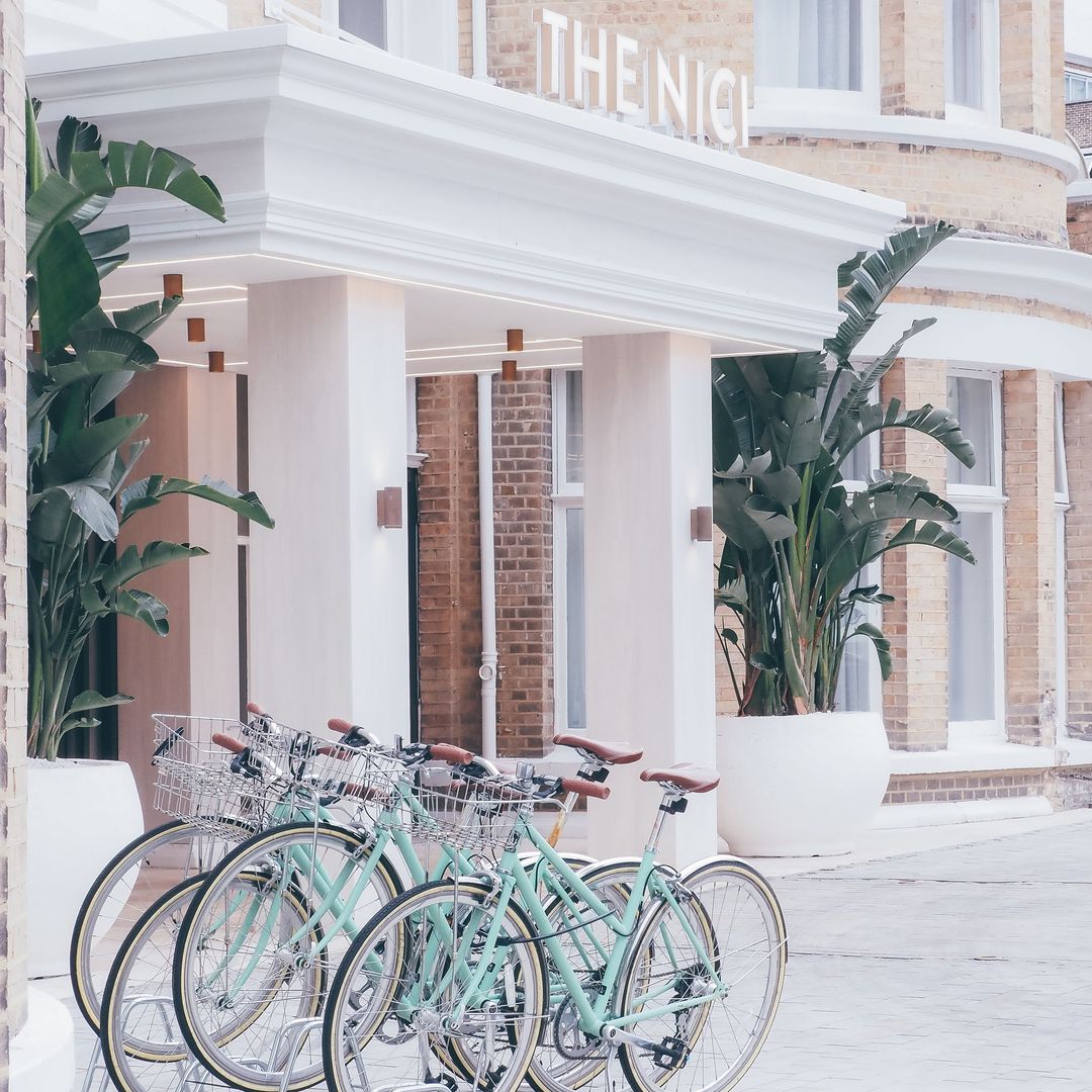 Bikes parked outside luxury hotel The Nici in Bournemouth