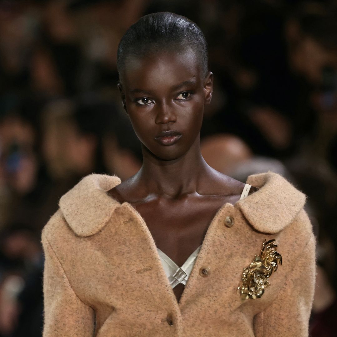 model wearing brooch trend on miu miu runway winter 2025 2026