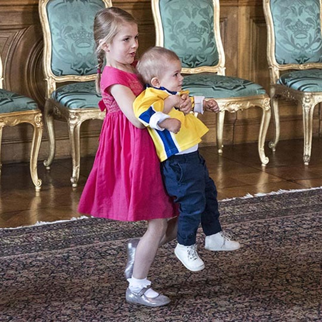 Princess Estelle and Prince Oscar steal the show while meeting Swedish National Ice Hockey team