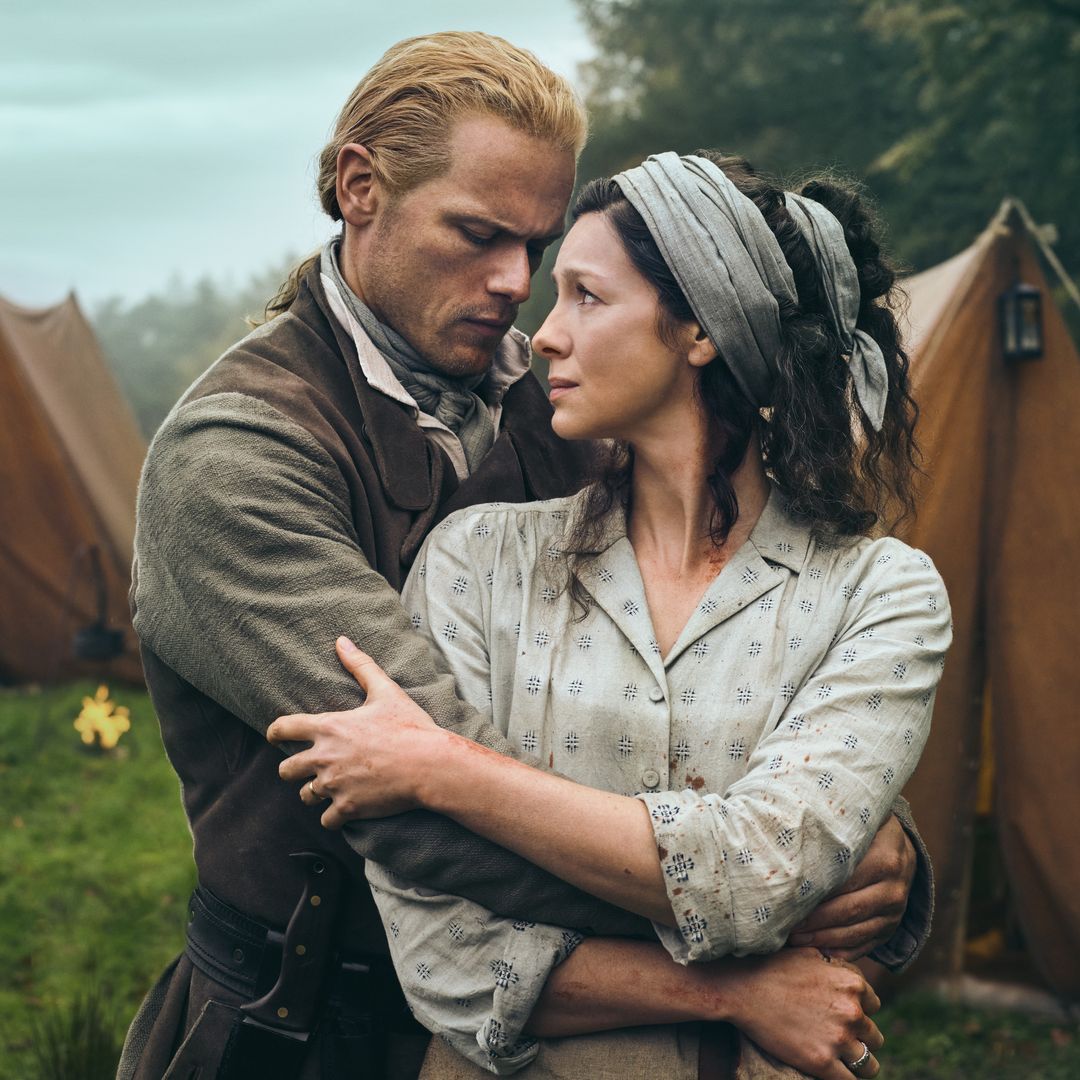 Outlander's Sam Heughan and Caitriona Balfe beam in sweet new behind the scenes photo – see here
