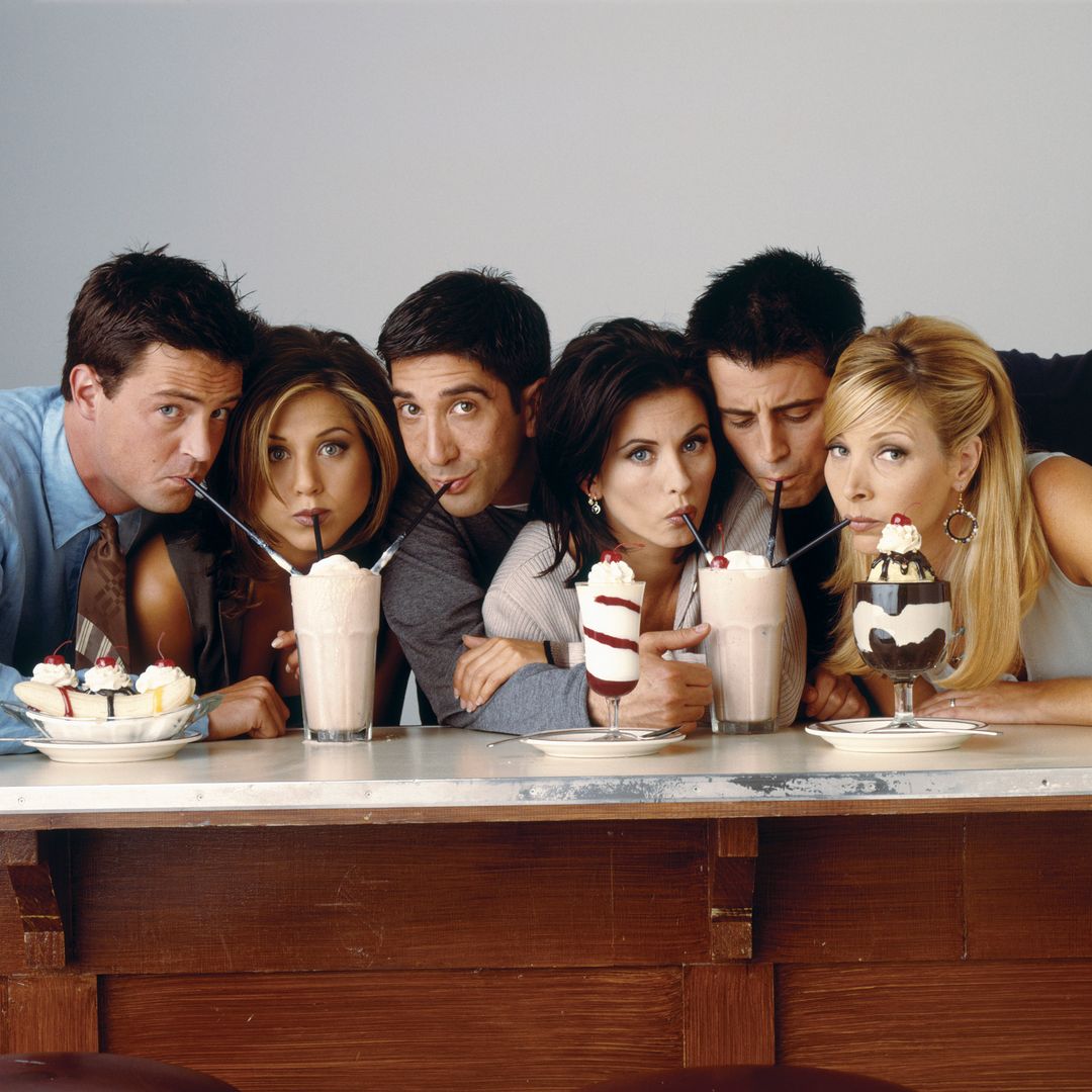 The cast chowing eating ice cream for a promotional photoshoot