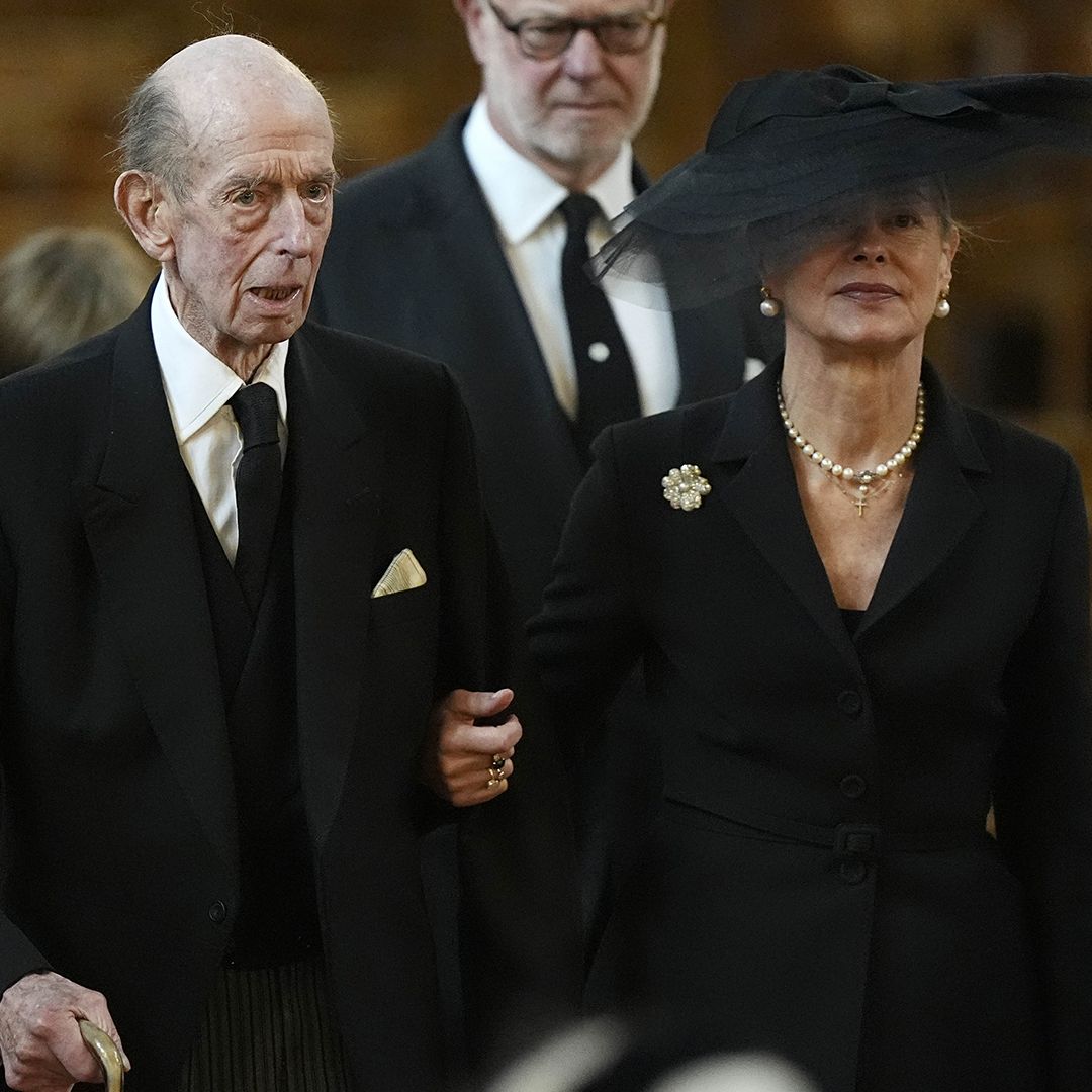 Duke of Kent supported by grief-stricken family members at wife's funeral 