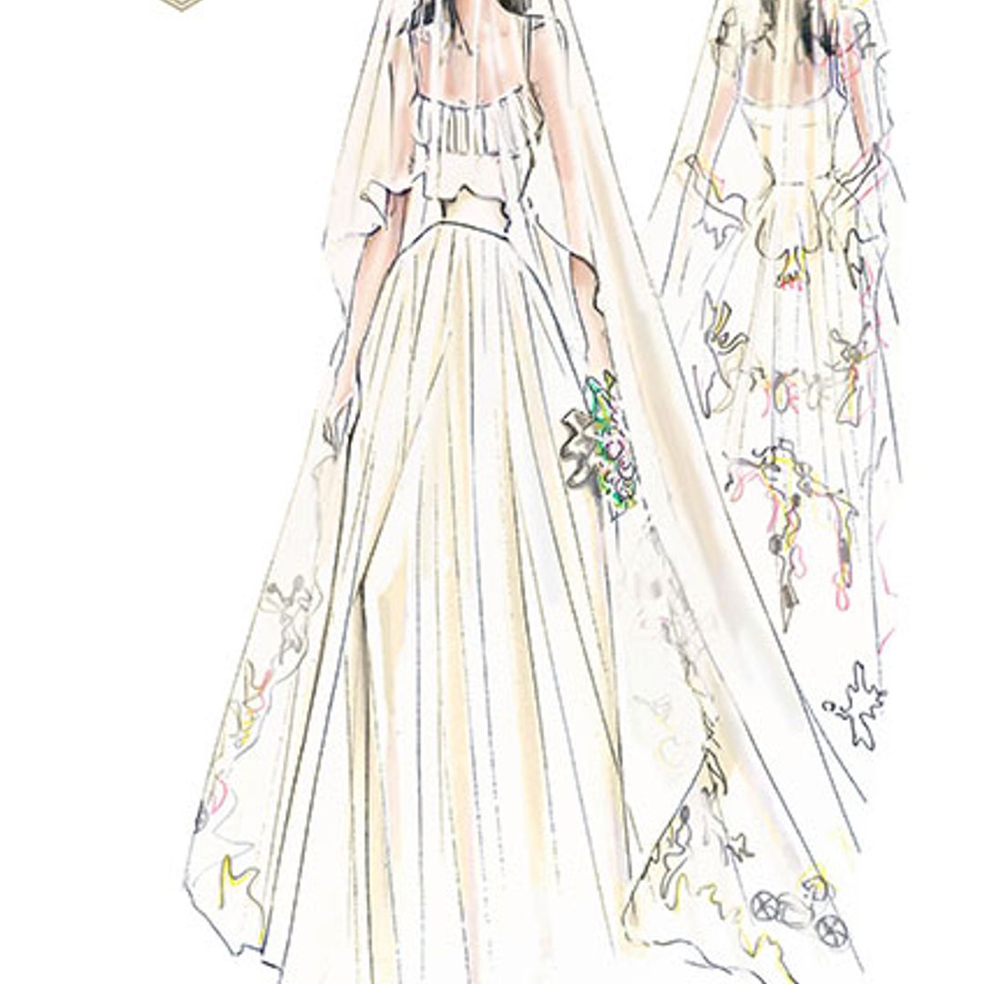 Versace releases sketch of Angelina Jolie's wedding dress