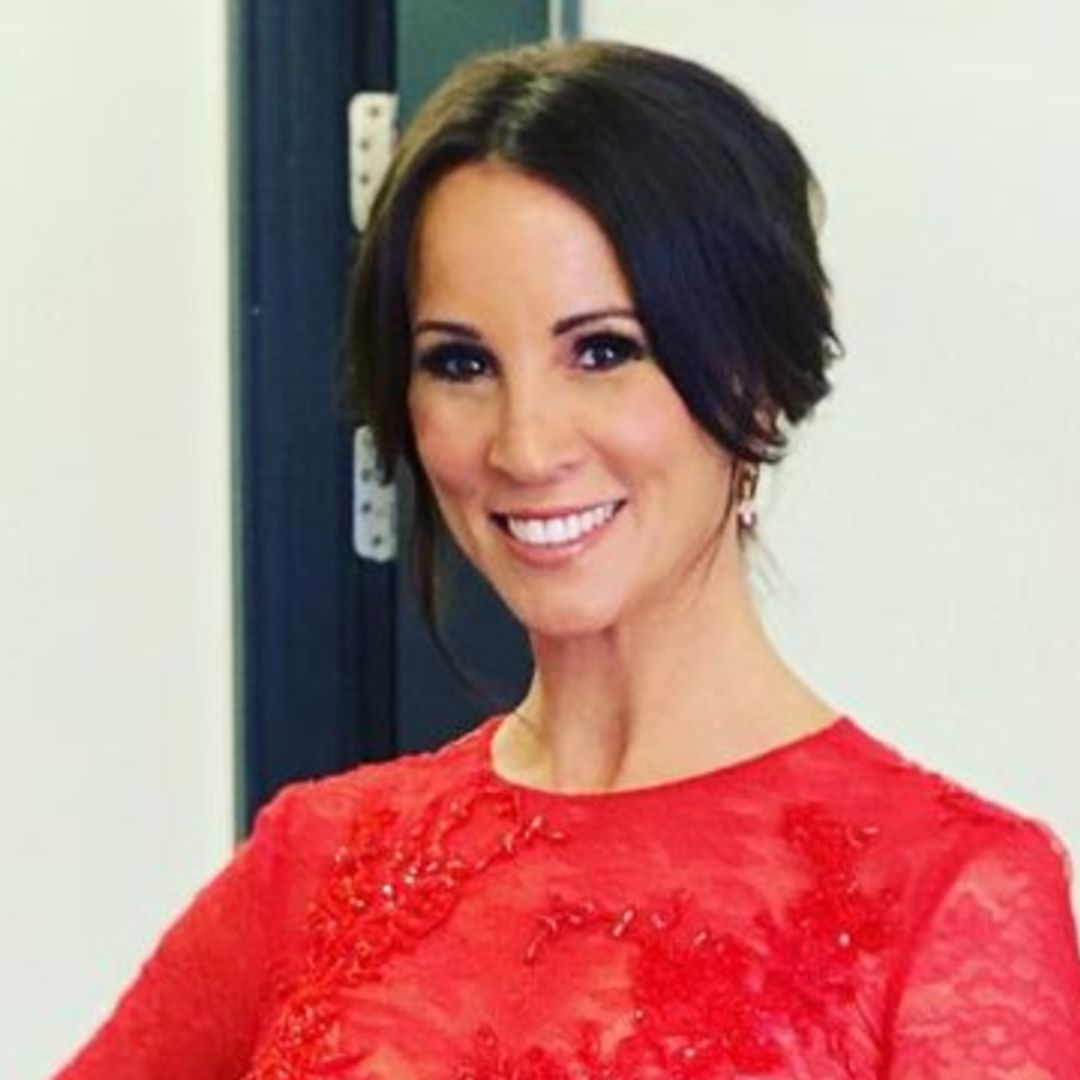 Andrea McLean stuns in ravishing red satin gown